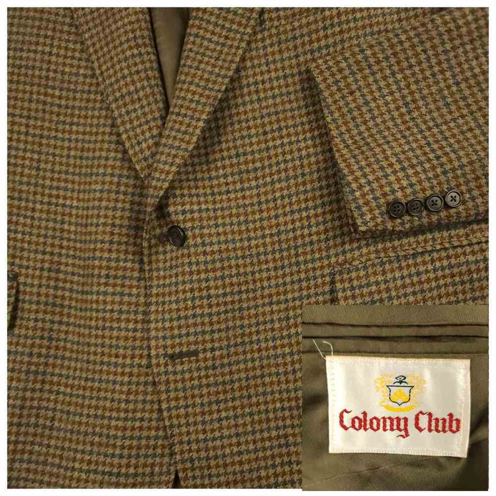 Vtg 80s Ivy Style Gun Club Check Sport Coat Mens 48R/S Wool Made in USA Slim Fit